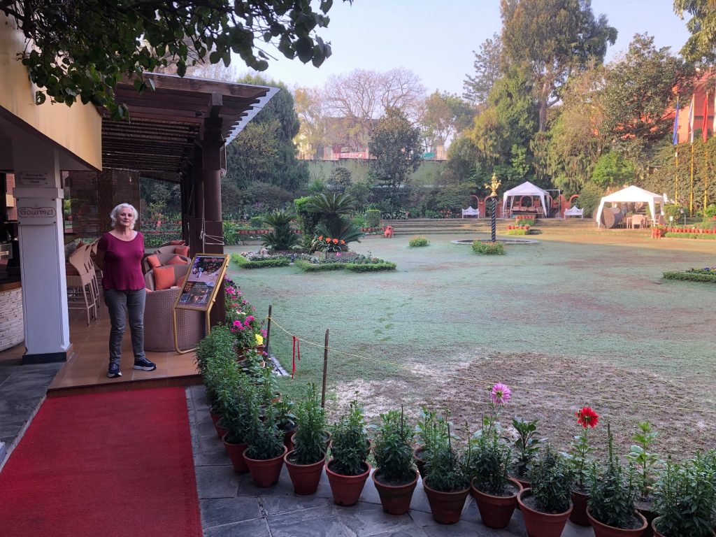 Me in the garden of the Shangri La Hotel in Kathmandu