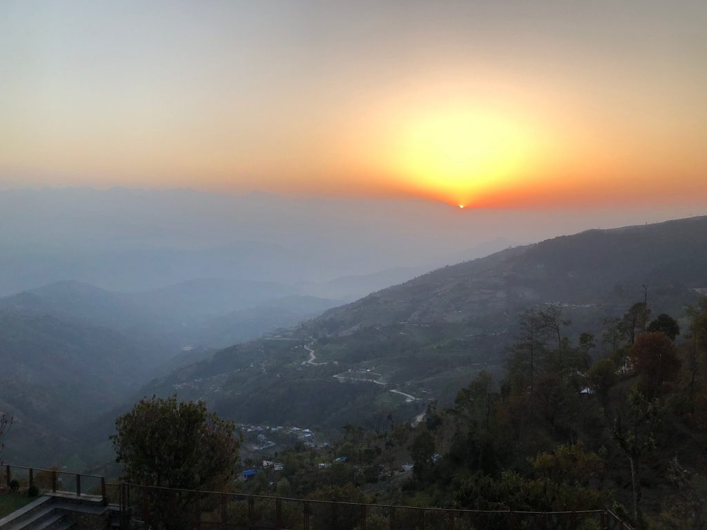 Sunrise on a misty morning in Nepal